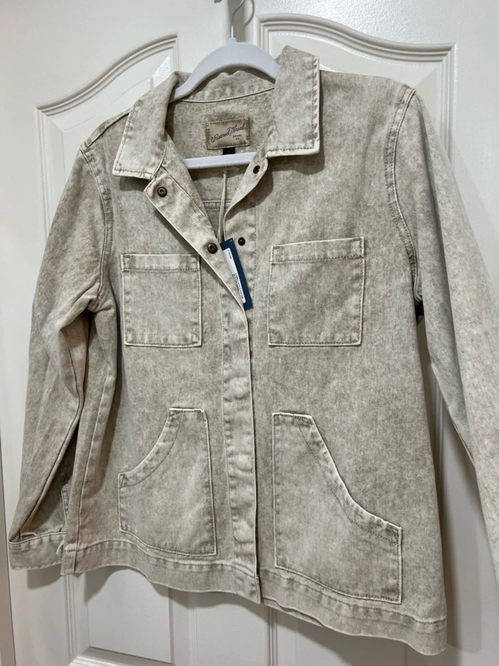 Sandwashed Beige Button-Down Shacket Jacket NWT